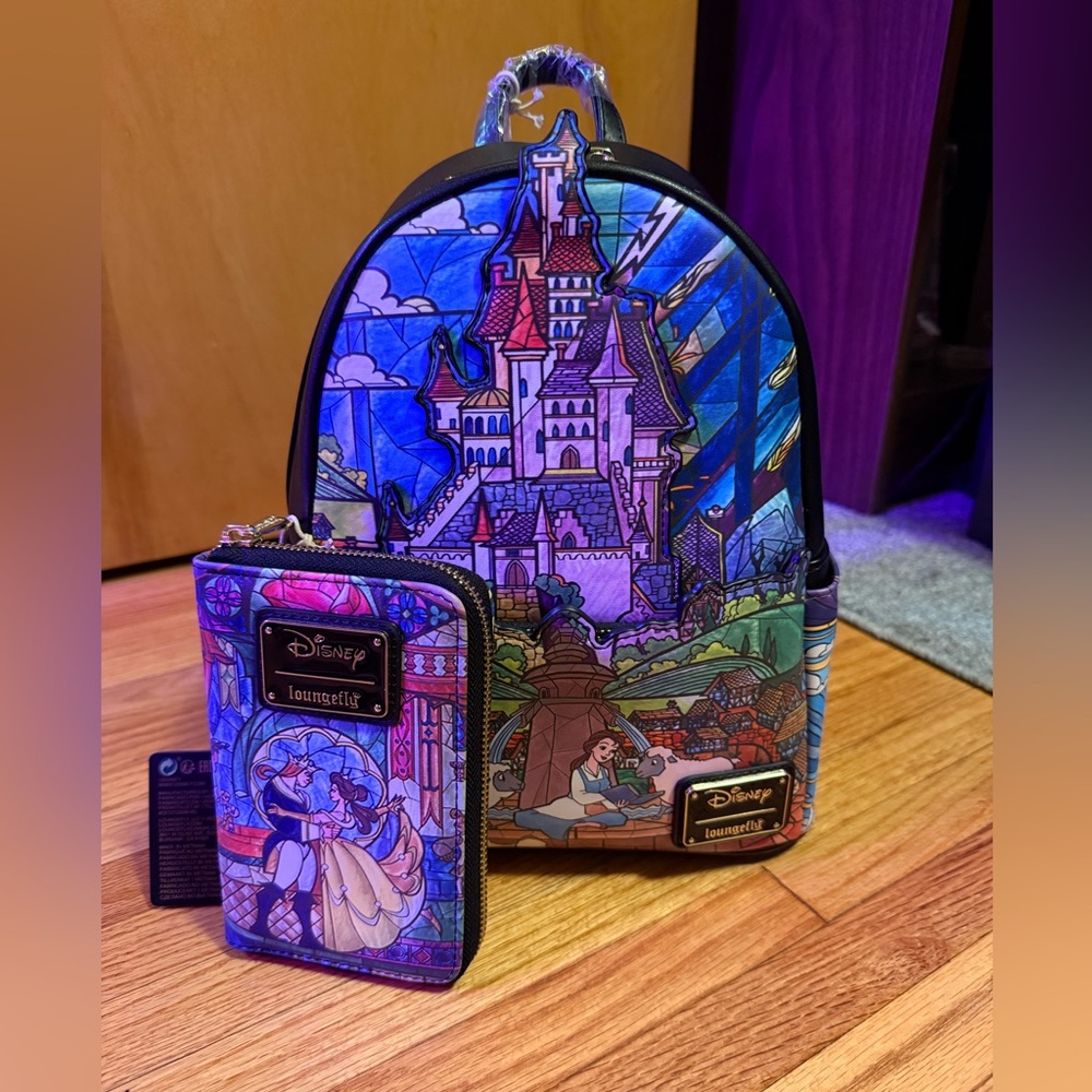 Loungefly Beauty and the Beast Backpack & Wallet Set